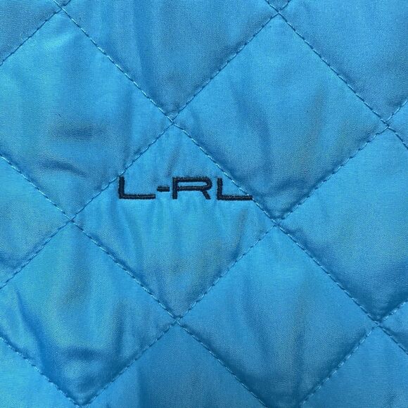 LRL Ralph Lauren Active Jacket Womens Medium Blue Black Fleece Full Zip Quilted - Picture 2 of 7